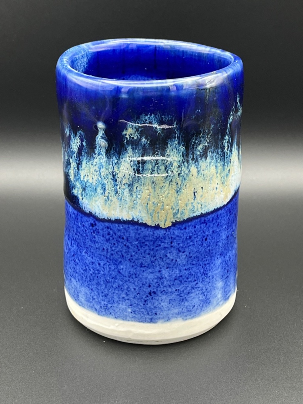 Signed Drip Glazed Studio Pottery Tumbler Handcrafted